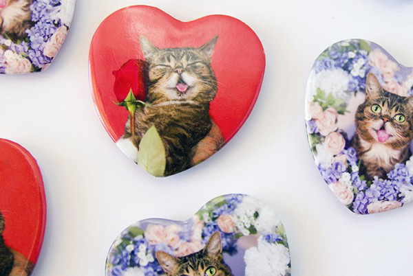 Lil Bub cat heart buttons