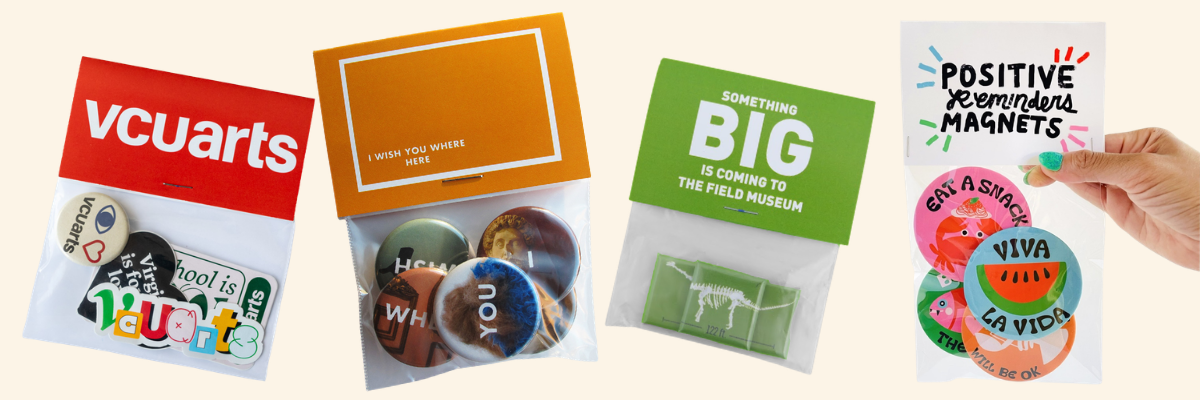 Custom bag and topper sets for mixed merchandise and retail sticker packs