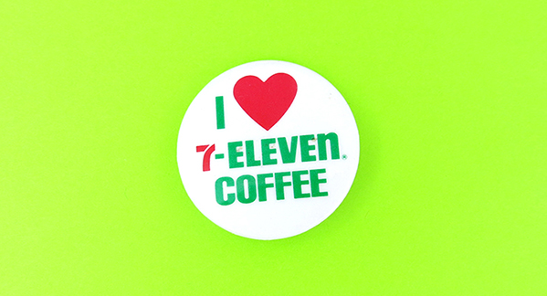 I heart 7-Eleven coffee button