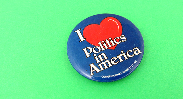 I heart politics in America button