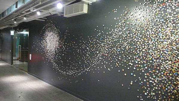 button mural on wall