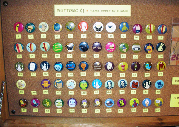 buttons on cork board