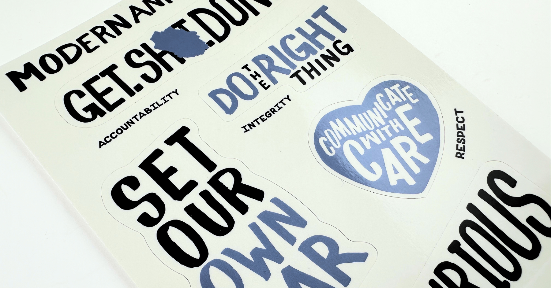 custom die cut vinyl sticker sheet with company branding