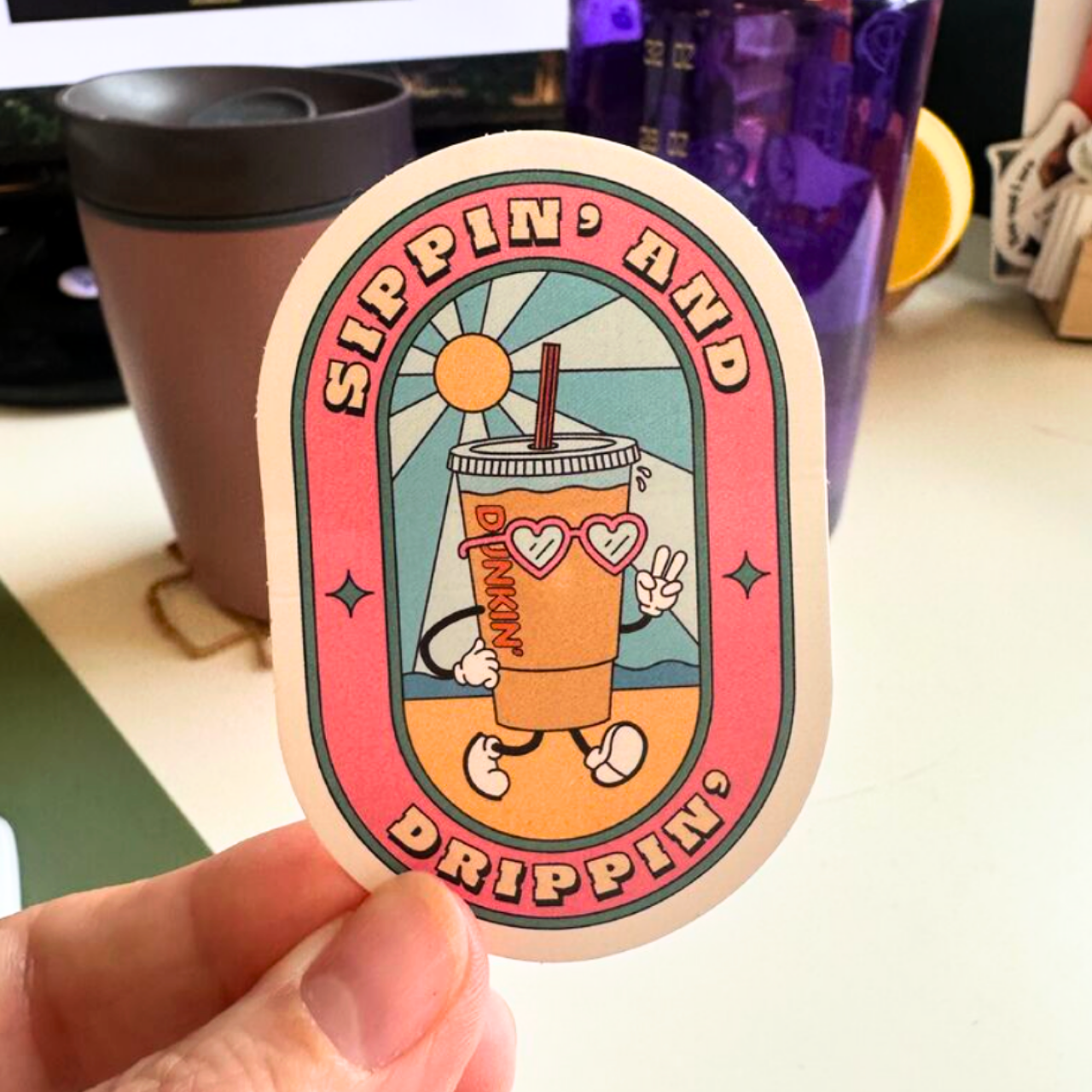 Dunkin Limited Edition Custom Sticker with iced coffee design