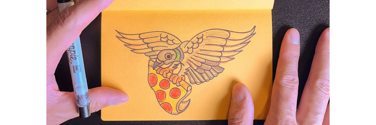 Eric W Lee Pigeon with Pizza Final Sketch Eric W Lee Pigeon with Pizza Final Sketch