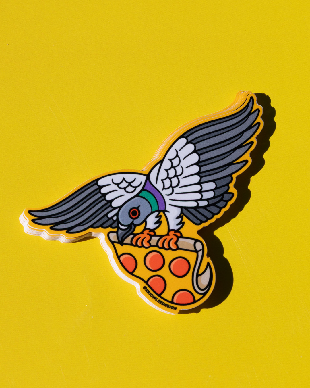 Pigeon with Pizza Sticker by Eric W Lee Pigeon with Pizza Sticker by Eric W Lee
