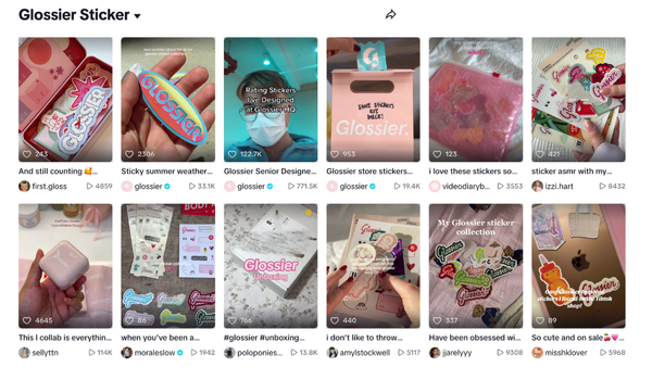 Glossier creates viral moments online extending brand reach with custom stickers