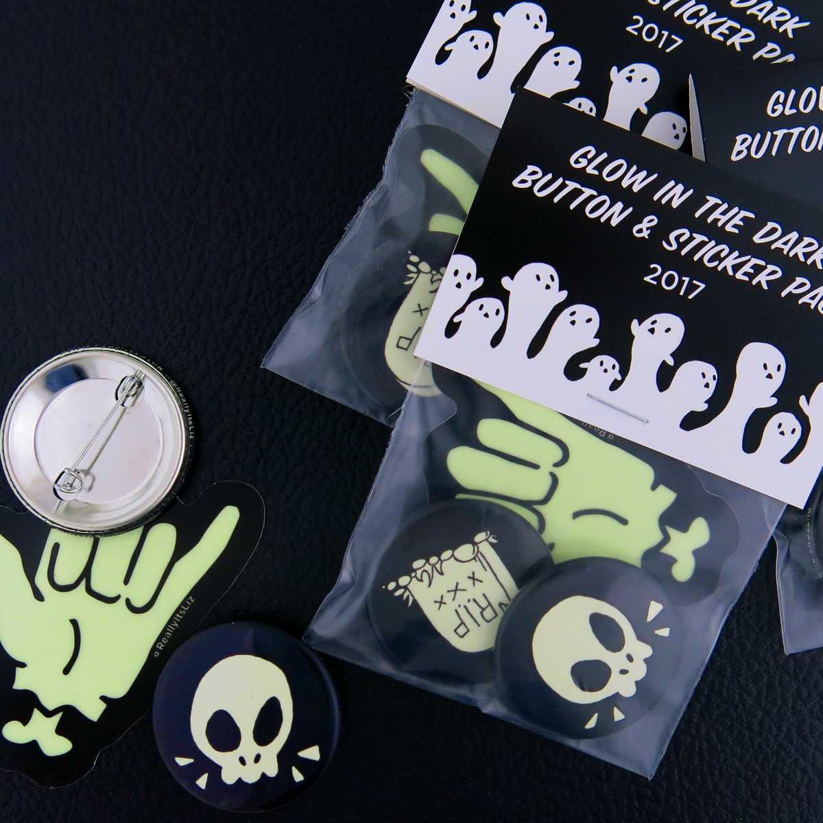 glow in the dark buttons and stickers