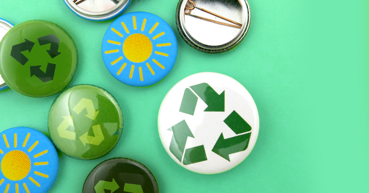 Eco friendly recycled steel buttons made in a solar powered factory
