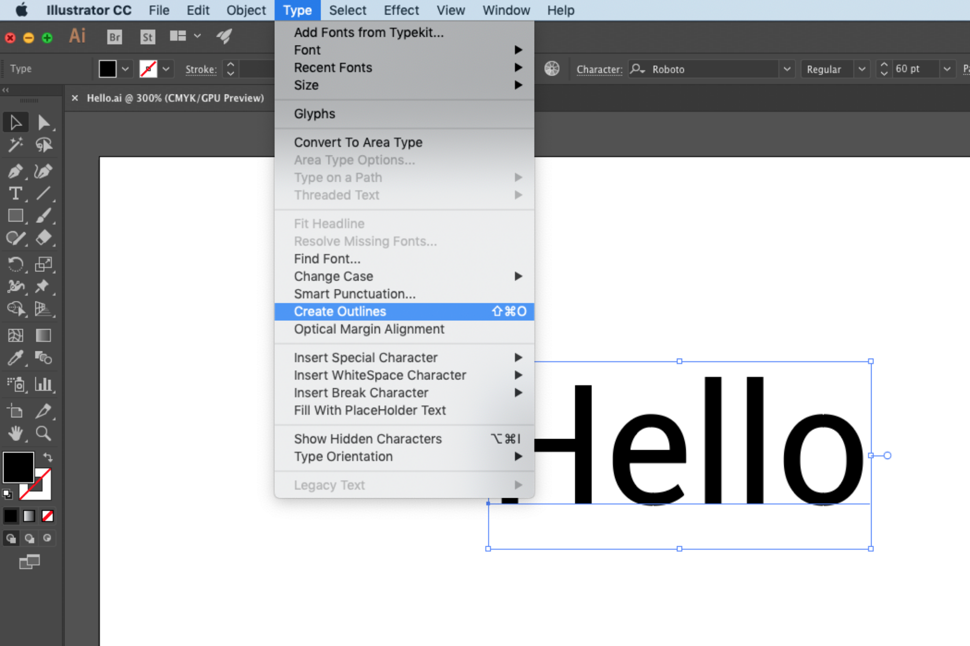 how to outline text in illustrator
