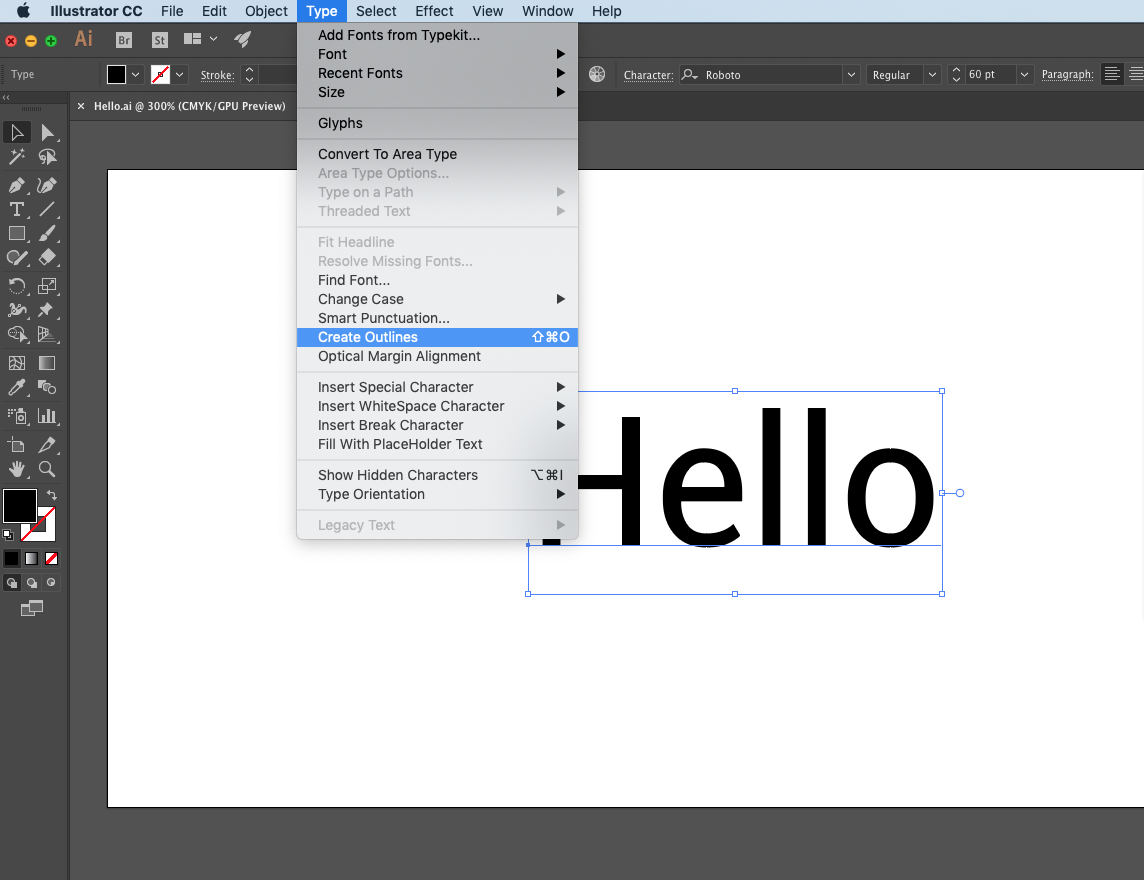 adobe illustrator how to outline fonts
