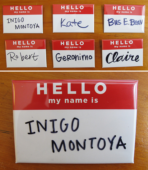 rectangle buttons used as name tags