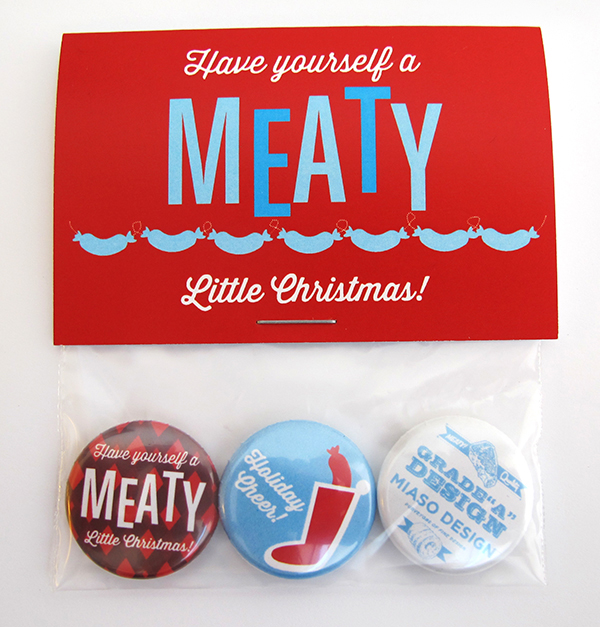 A Meaty Christmas button pack