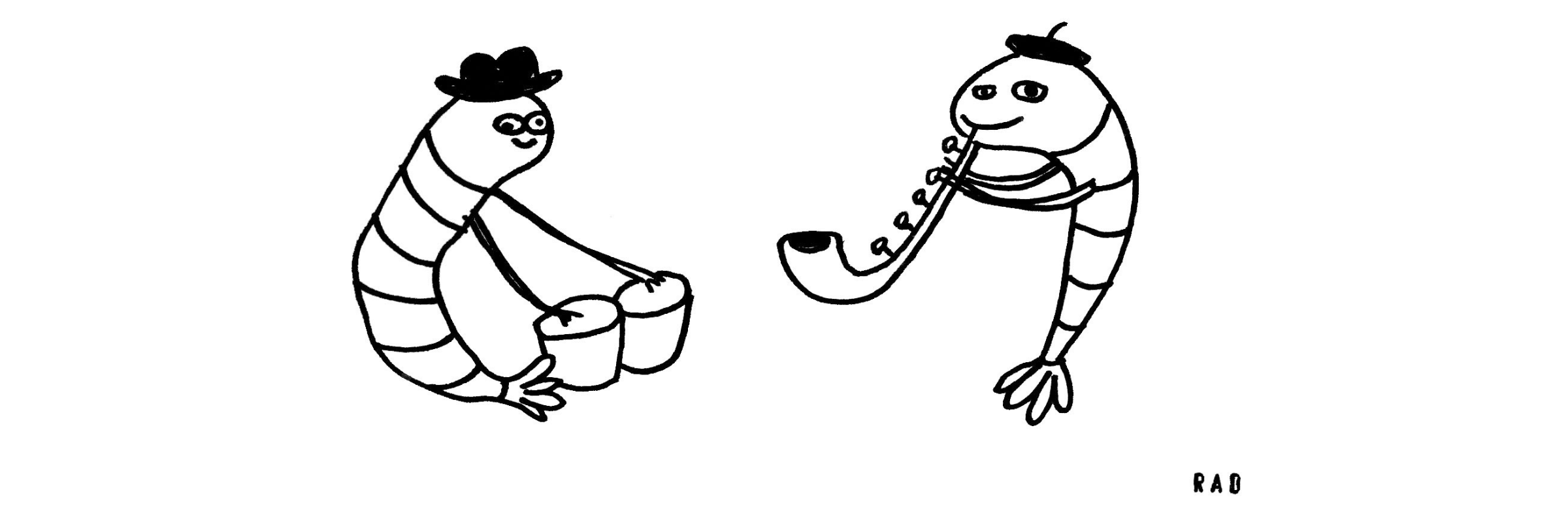 Jazzy Shrimp Playing the Bongos