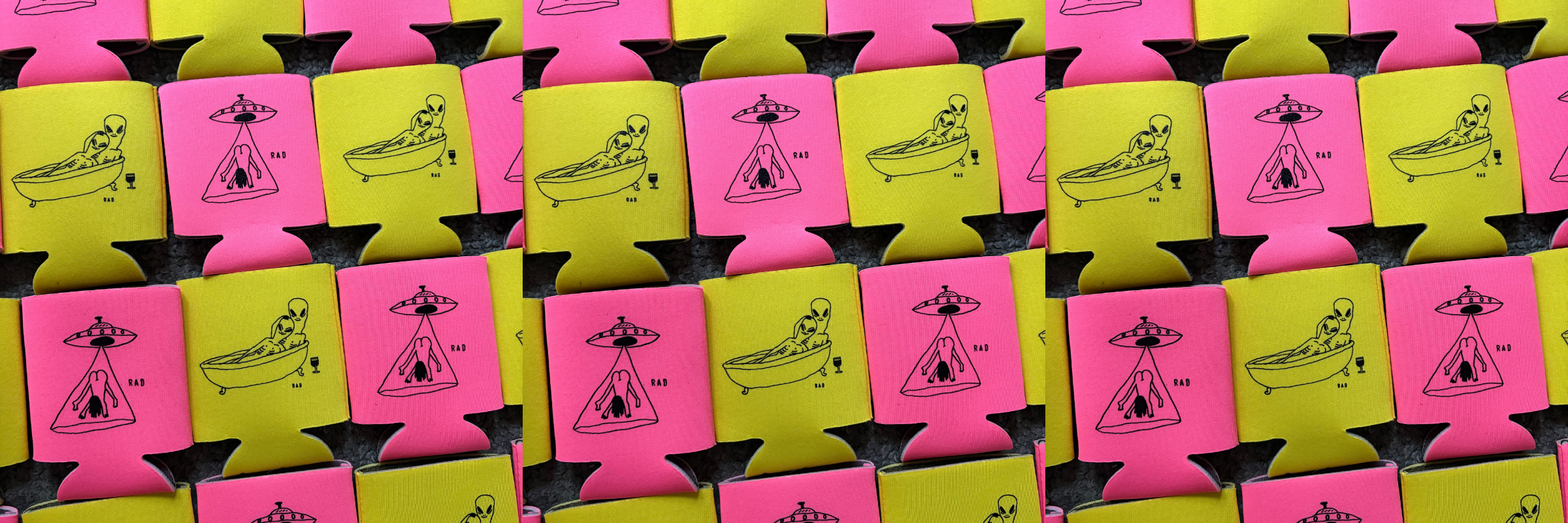 RADIllustrates Pink and Yellow Custom Koozies
